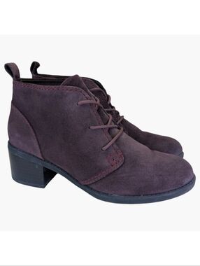 Clarks Collection Plum Suede Lace-Up Ankle Boots | 90s Style | Size 7